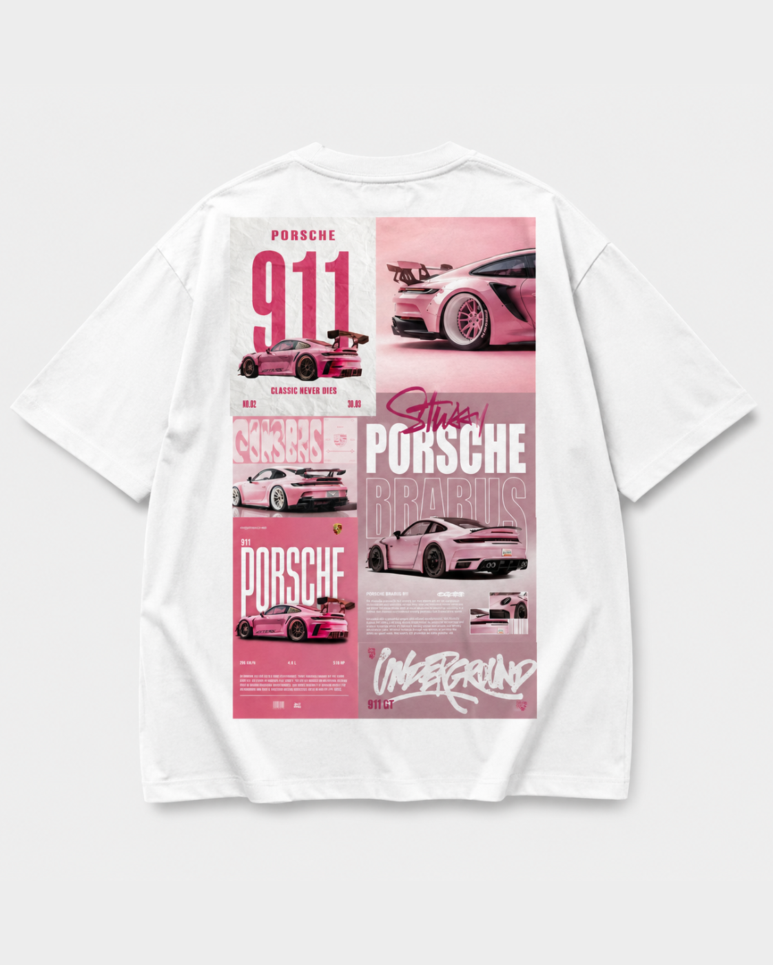 911 PORSCHE Oversized Street wear Tee White