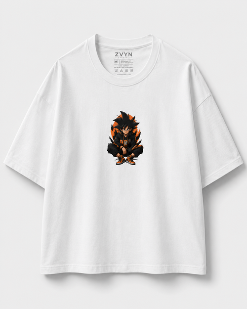 Goku Inspired Oversized Streetwear Tee White