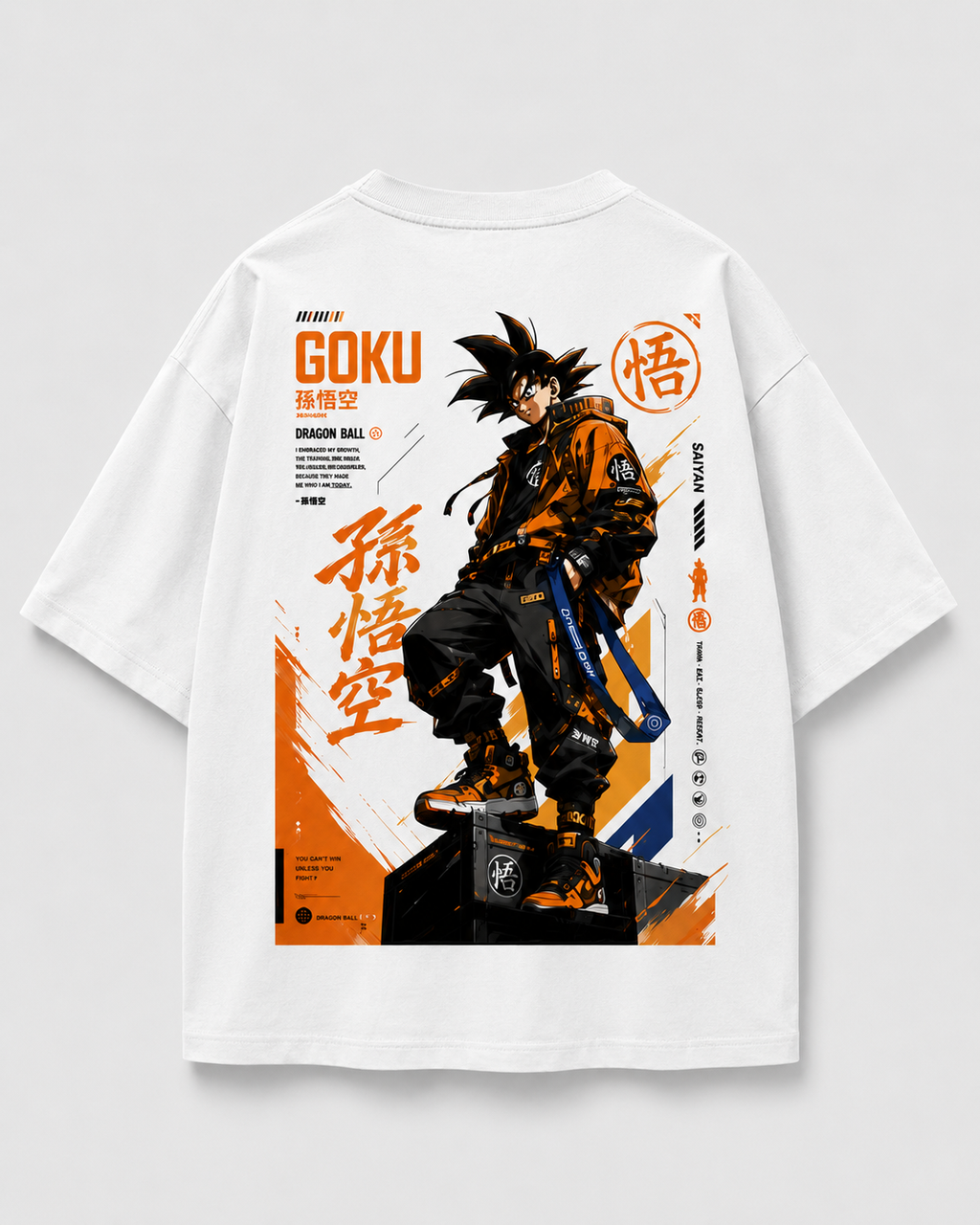Goku Inspired Oversized Streetwear Tee White