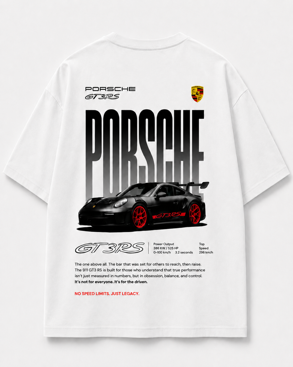 PORSCHE Oversized Streetwear Tee White